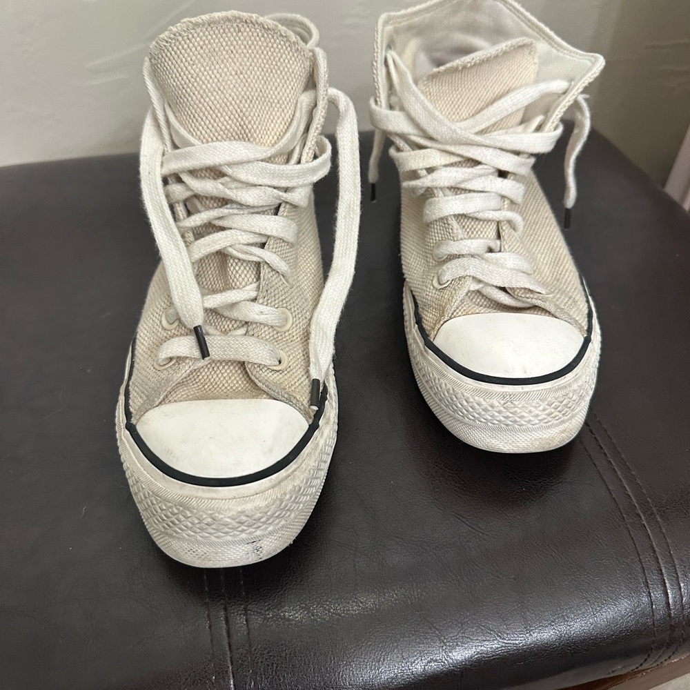 Casual Cream High-Top Sneakers